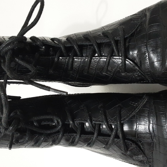 Dolce Vita Croc Lace Up Combat Boots - Picture 2 of 9
